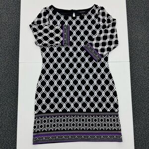 White House Black Market - Chic Black and White Geometric Dress - Size L